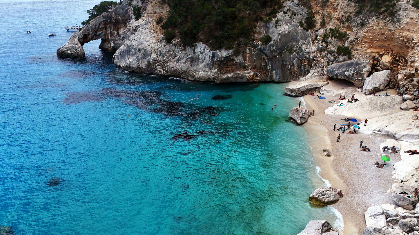 
                  
                    Arch and Deep Blue, Sardinia, aerial fine art photography print
                  
                