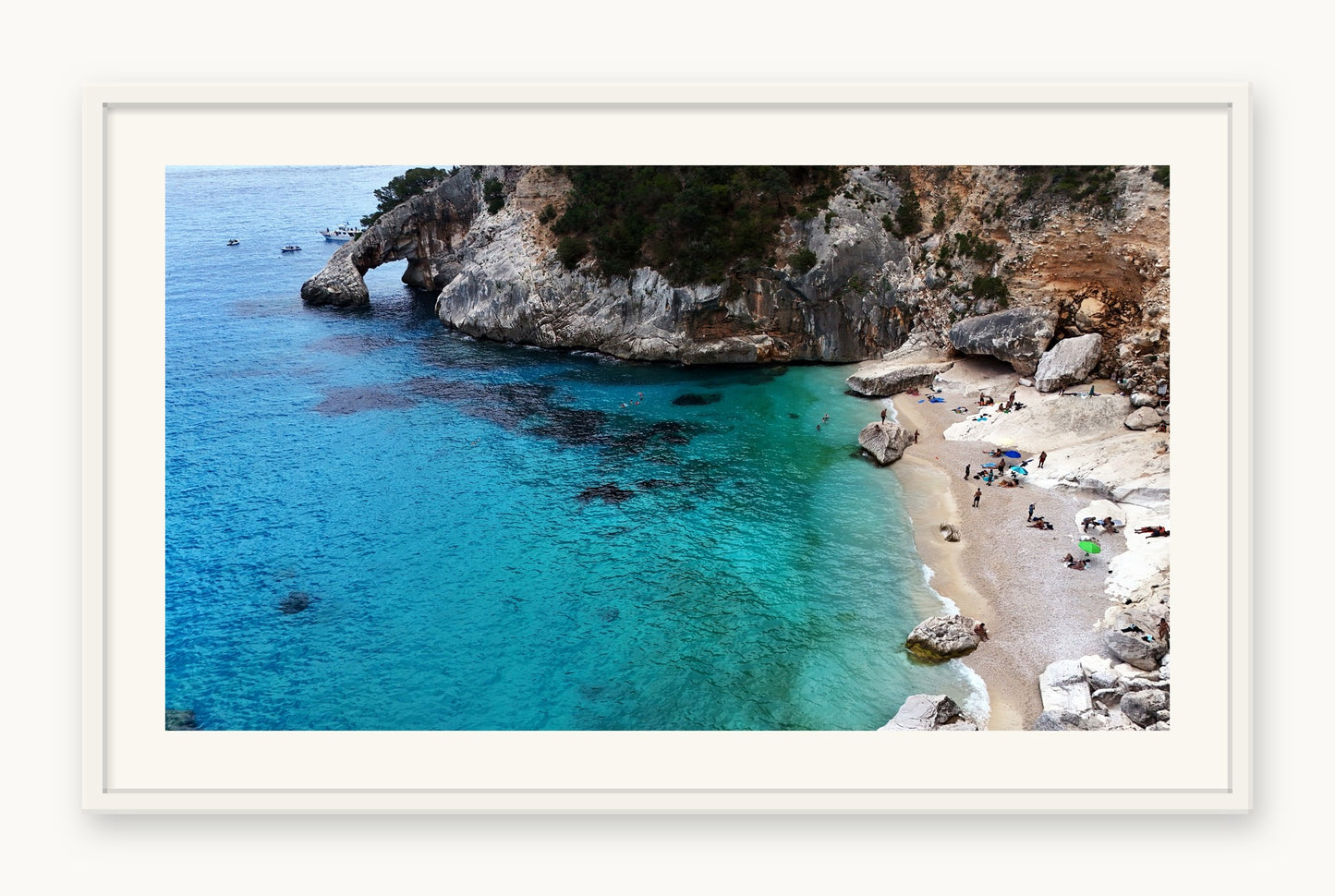 
                  
                    Arch and Deep Blue, Sardinia, framed in white with a 5 cm white border, shown at 66 x 87 cm
                  
                