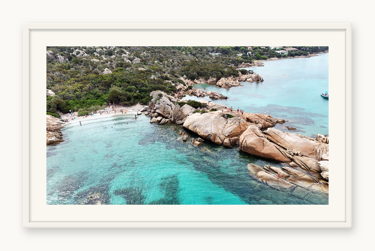 
                  
                    Granite Headland, Sardinia, framed in white with a 5 cm white border, shown at 66 x 87 cm
                  
                