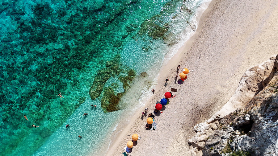Umbrella Line, Sardinia, aerial fine art photography print