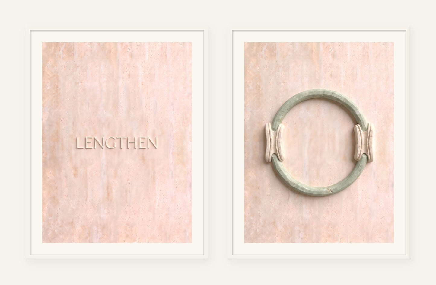 
                  
                    Lengthen Stone Pair, two framed prints of digital artwork reimagined in carved marble
                  
                