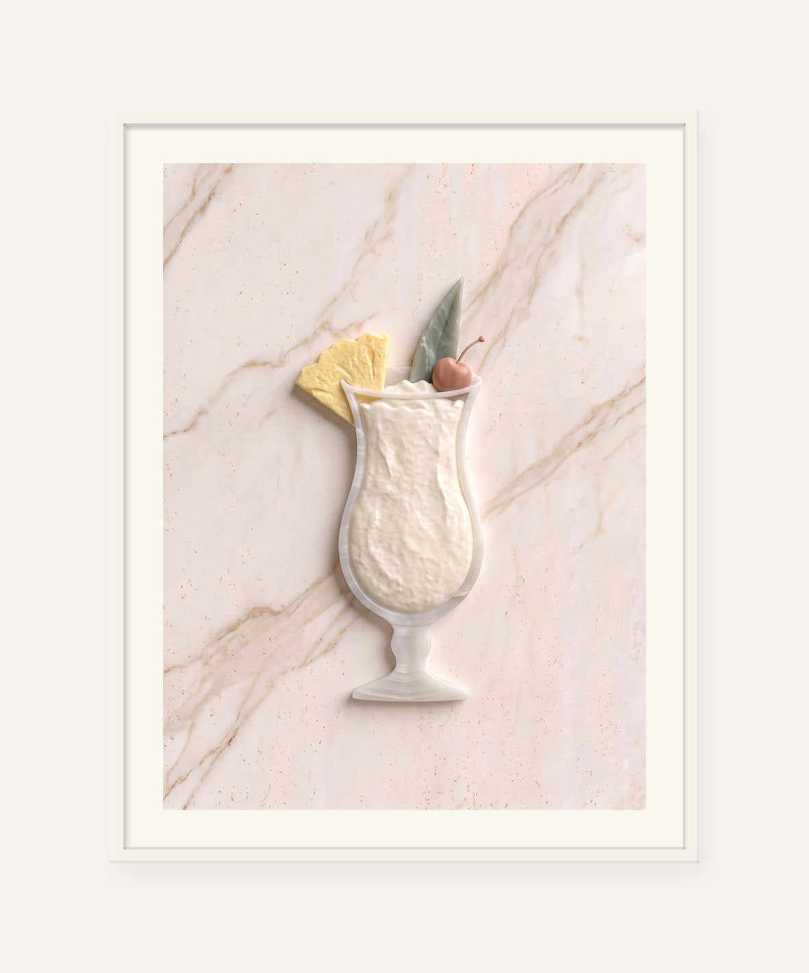 
                  
                    The Colada, carved marble digital artwork, framed in white with a 5 cm white border
                  
                